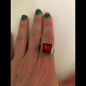 Crimson Red Crystal Statement Ring